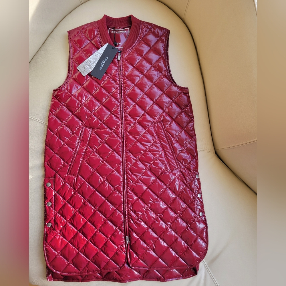 Ilse Jacobsen GLOSSY ART25 Burgundy Long Quilted Vest sz. EU38